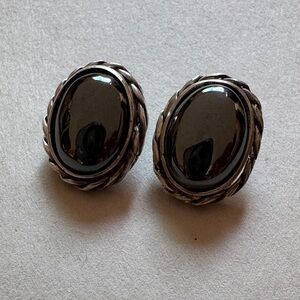 Sterling silver and Hematite Clip-on Earrings